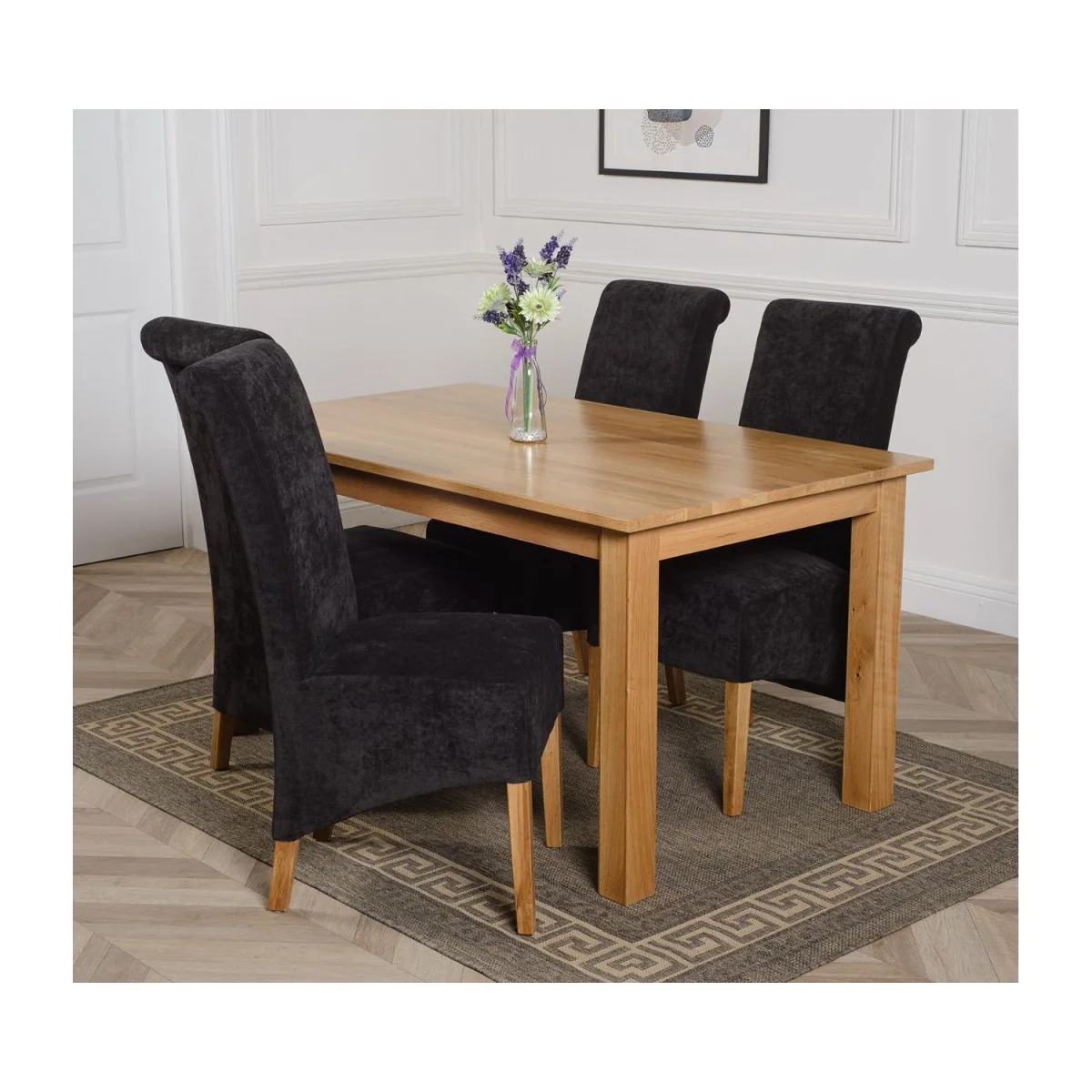 Oslo 150 x 90 cm Medium Oak Dining Table and 4 Montana Fabric Chairs - Beige – image 14