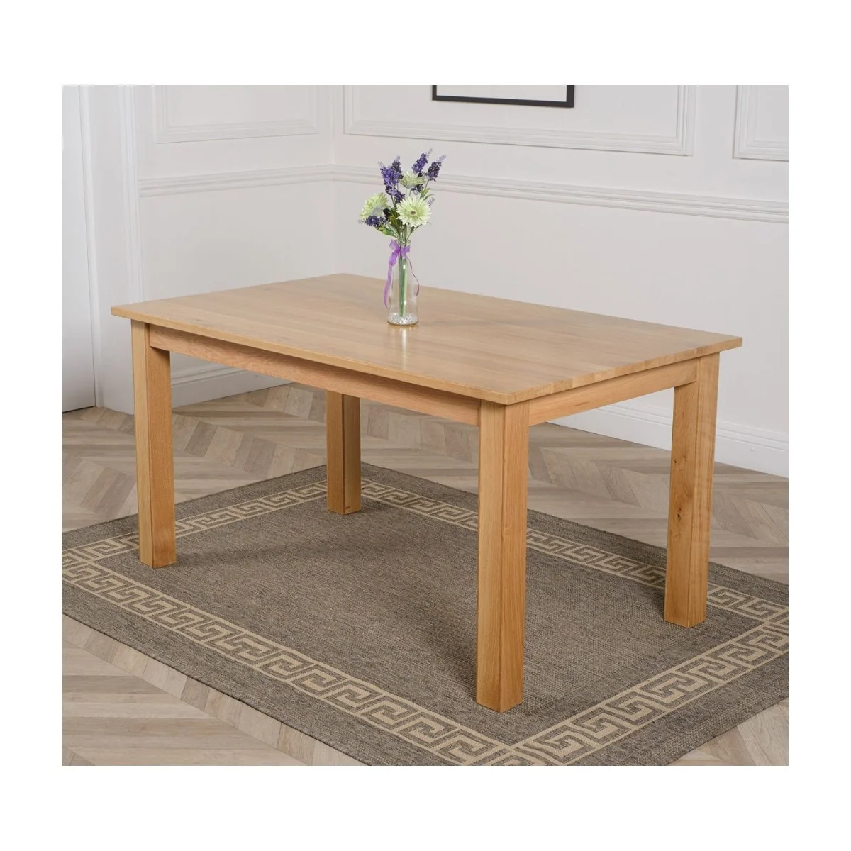 Oslo 150 x 90 cm Medium Oak Dining Table and 4 Montana Fabric Chairs - Beige – image 8
