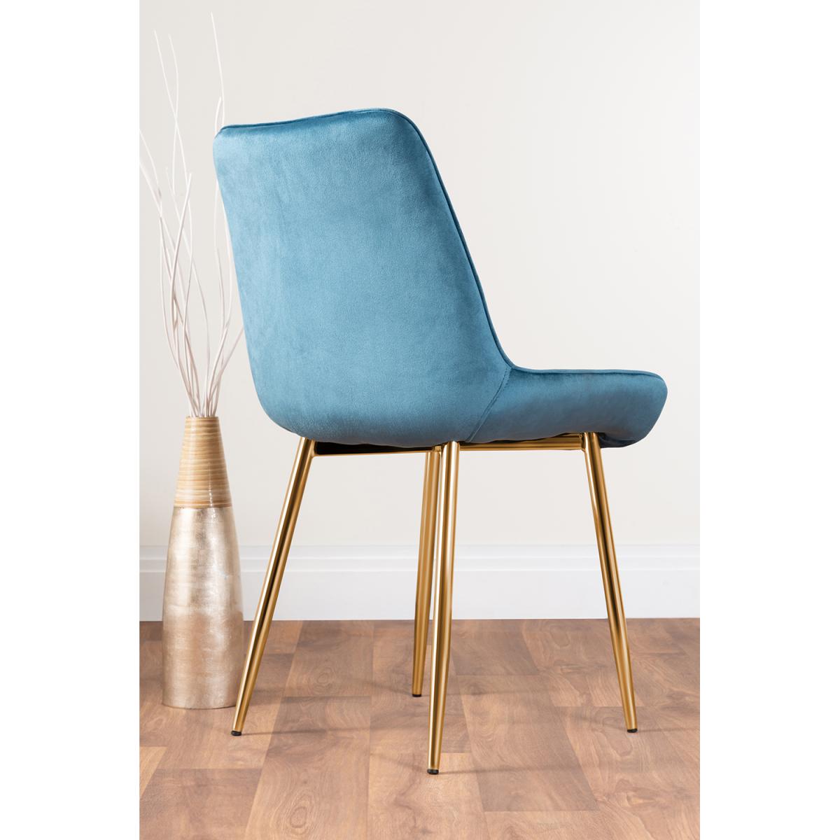 Enna Extending Dining Table With Four Pesaro Gold Leg Chairs - Blue – image 4
