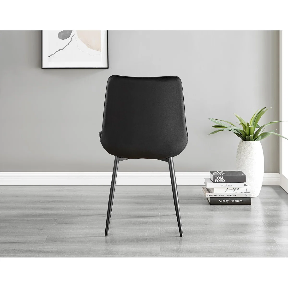 Leonardo Black Leg Glass Dining Table With 4 Pesaro Black Leg Chairs - Navy – image 35
