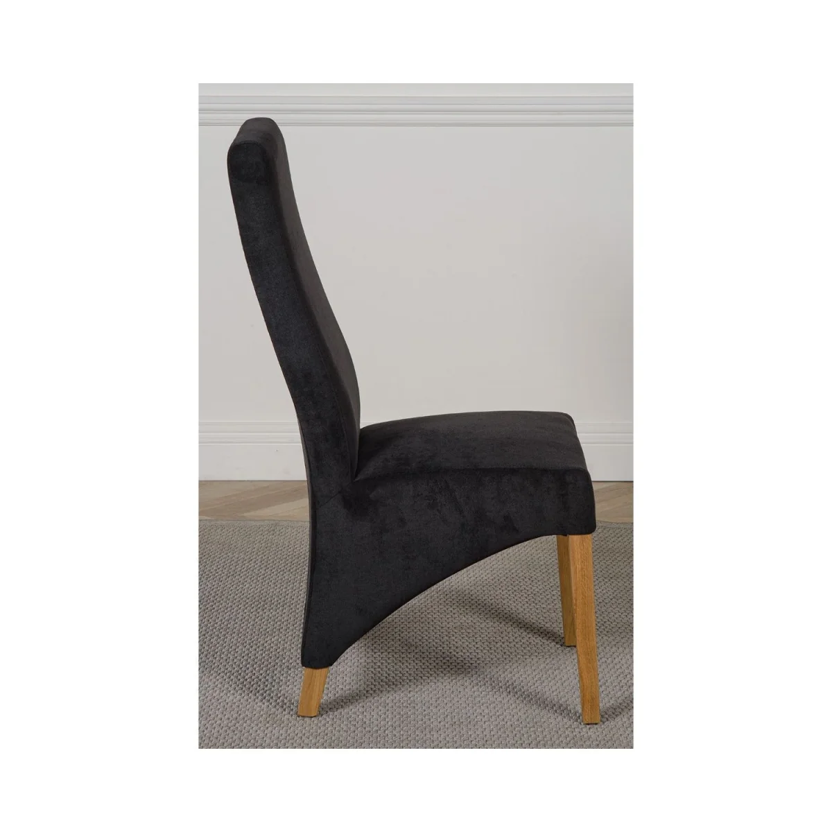 Kuba 125 x 80 cm Chunky Oak Small Dining Table and 4 Lola Fabric Chairs - Black – image 8