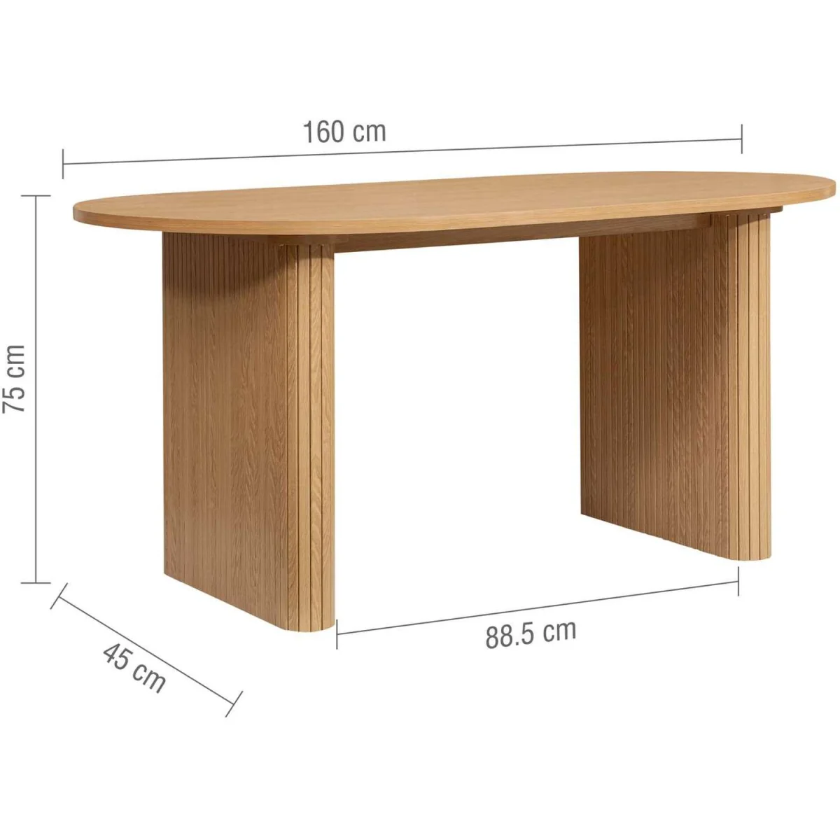 Birlea Axel Oval Fluted Dining Table With 2 Chairs And Bench B - Oak – image 4