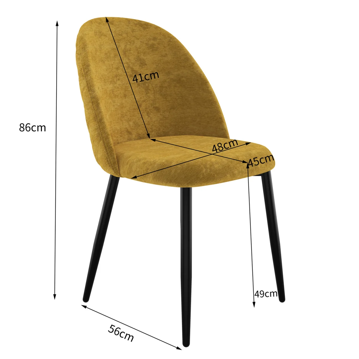 Malvern Black Top Round Dining Table and 4 Raye Velvet Chairs - Black - Mustard – image 8