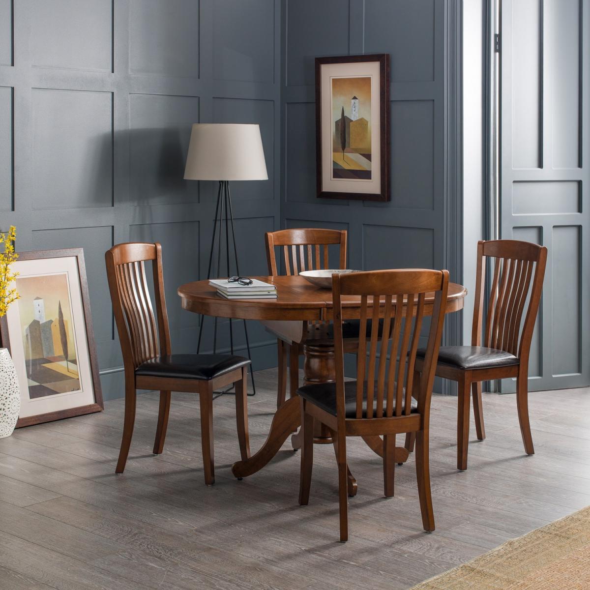 Canterbury Round Extending Table and Chairs Set - Brown – image 4