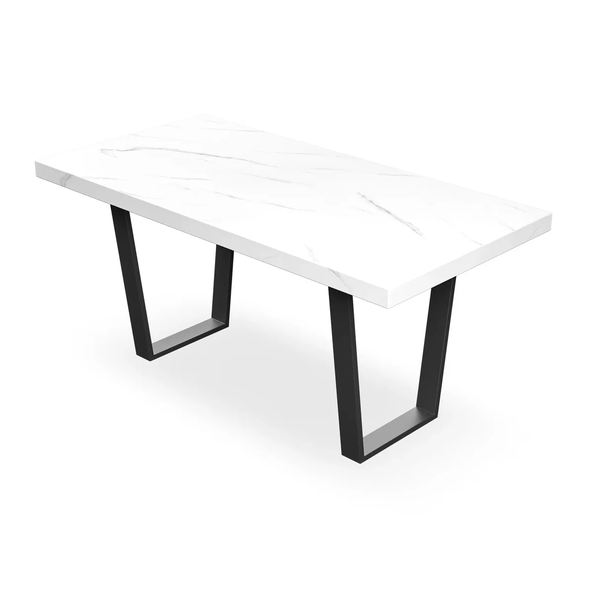 Aria White Marble Top Rectangle Dining Table & 4 Raye Velvet Chairs - Green – image 3