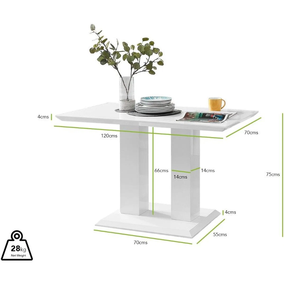 Imperia 4 Modern White High Gloss Dining Table and 4 Lorenzo Chrome Chairs Set - Black – image 17