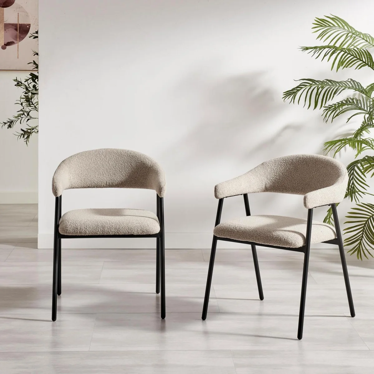 Adley Round Grey Concrete Effect Dining Table 4 Delos Chairs - Beige – image 7