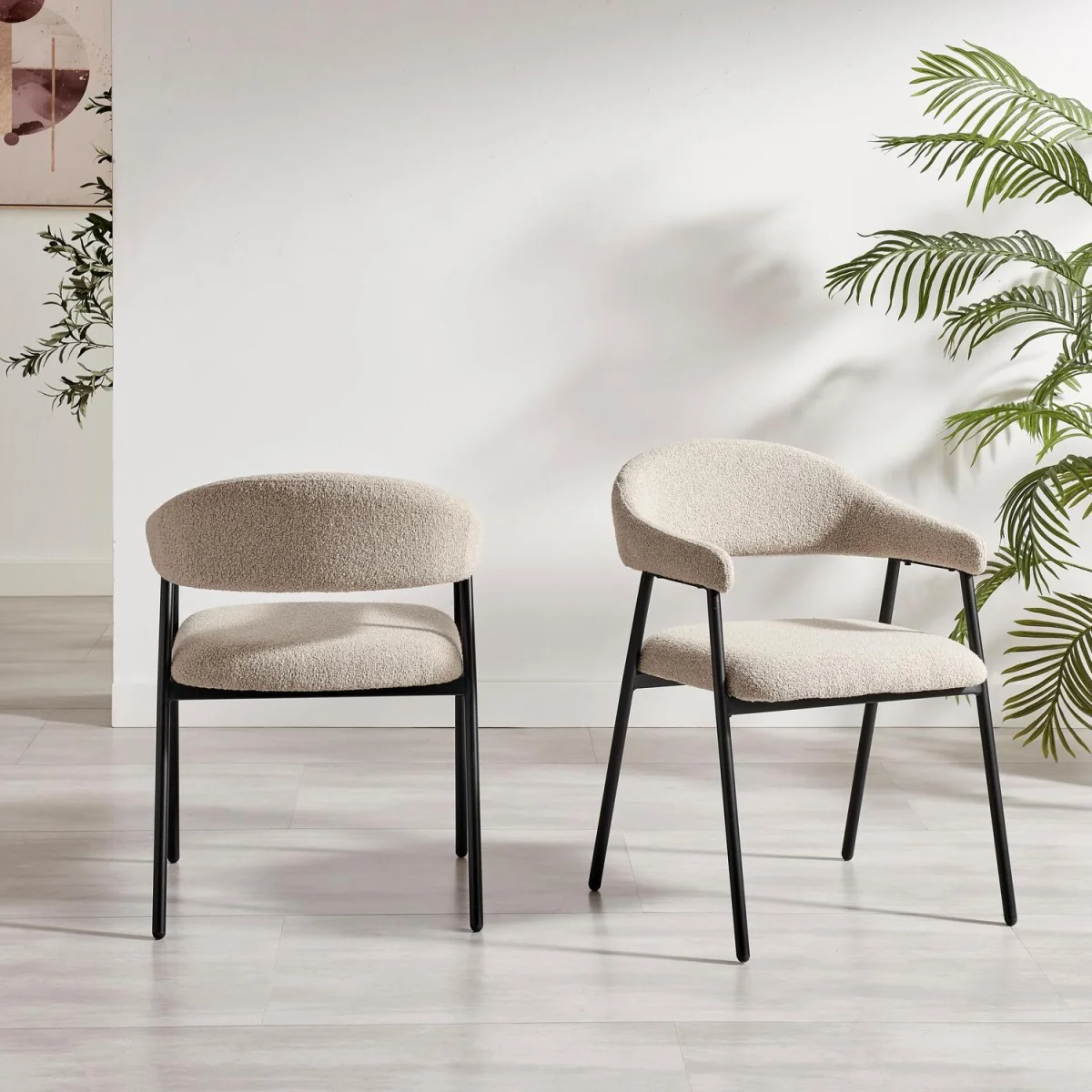 Adley Round Grey Concrete Effect Dining Table 4 Delos Chairs - Beige – image 8
