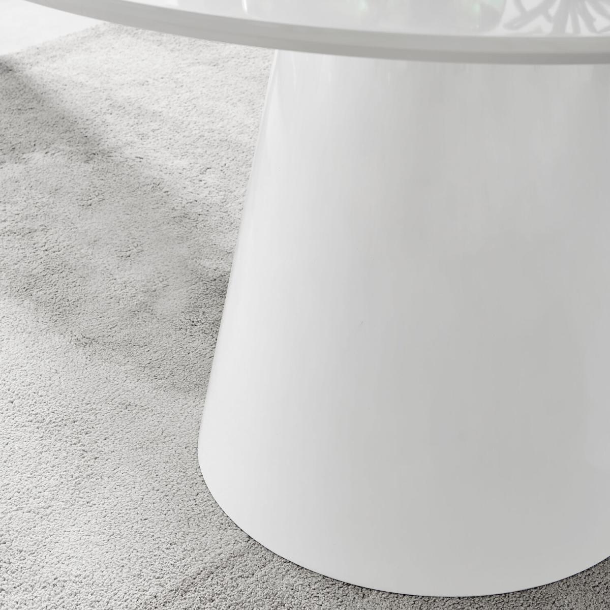 Palma White High Gloss Round Dining Table and 6 Murano Chairs - Grey – image 12