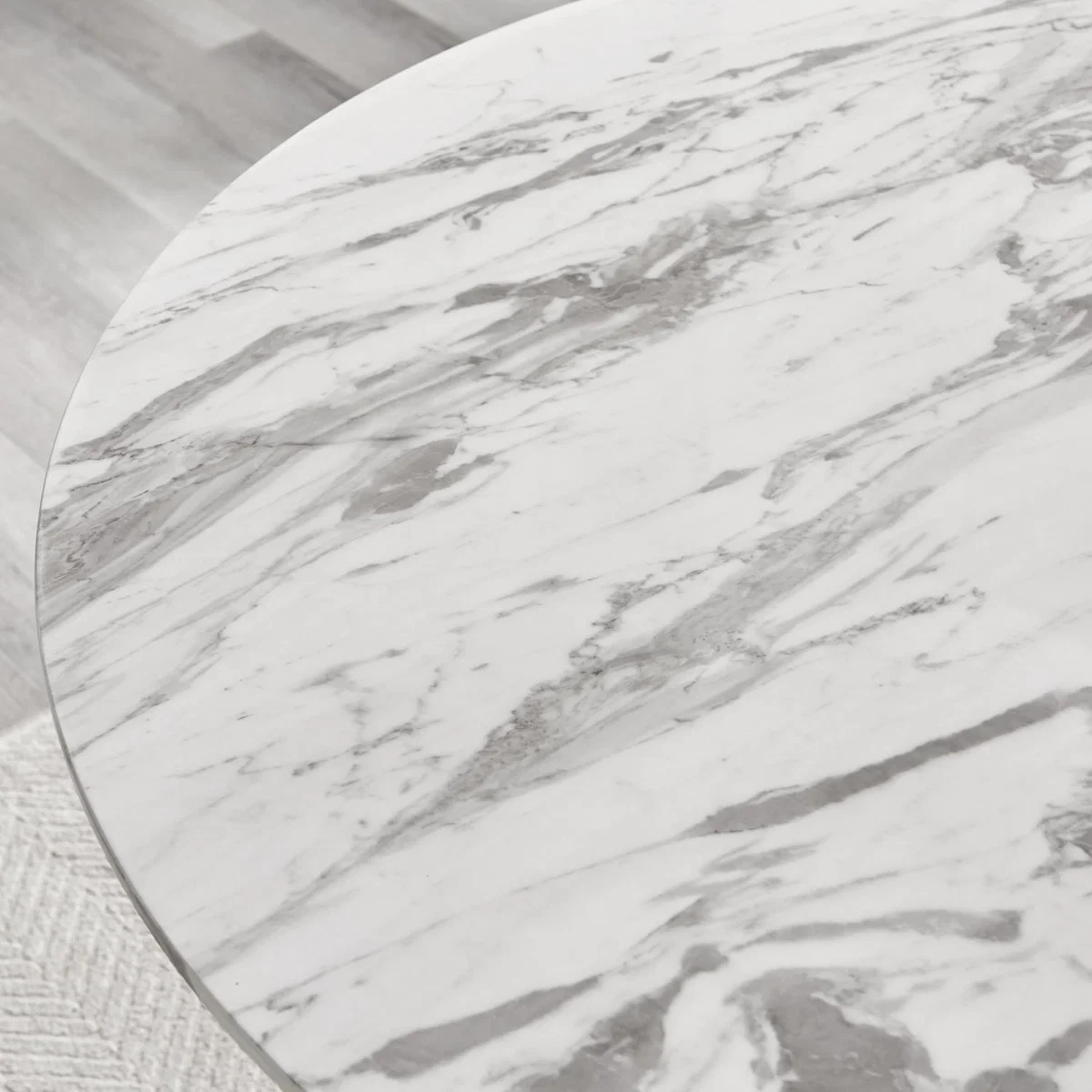 Palma White Marble Effect Dining Table and 4 Halle Black Leg Chairs - Taupe – image 5