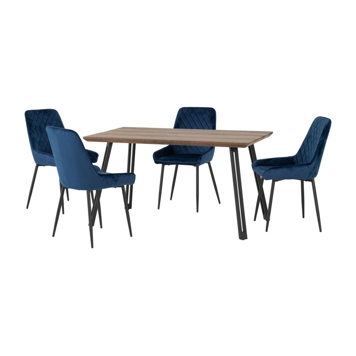 Quebec Straight Edge Dining Set with 4 Avery Chairs - Sapphire Blue Chairs – image 1