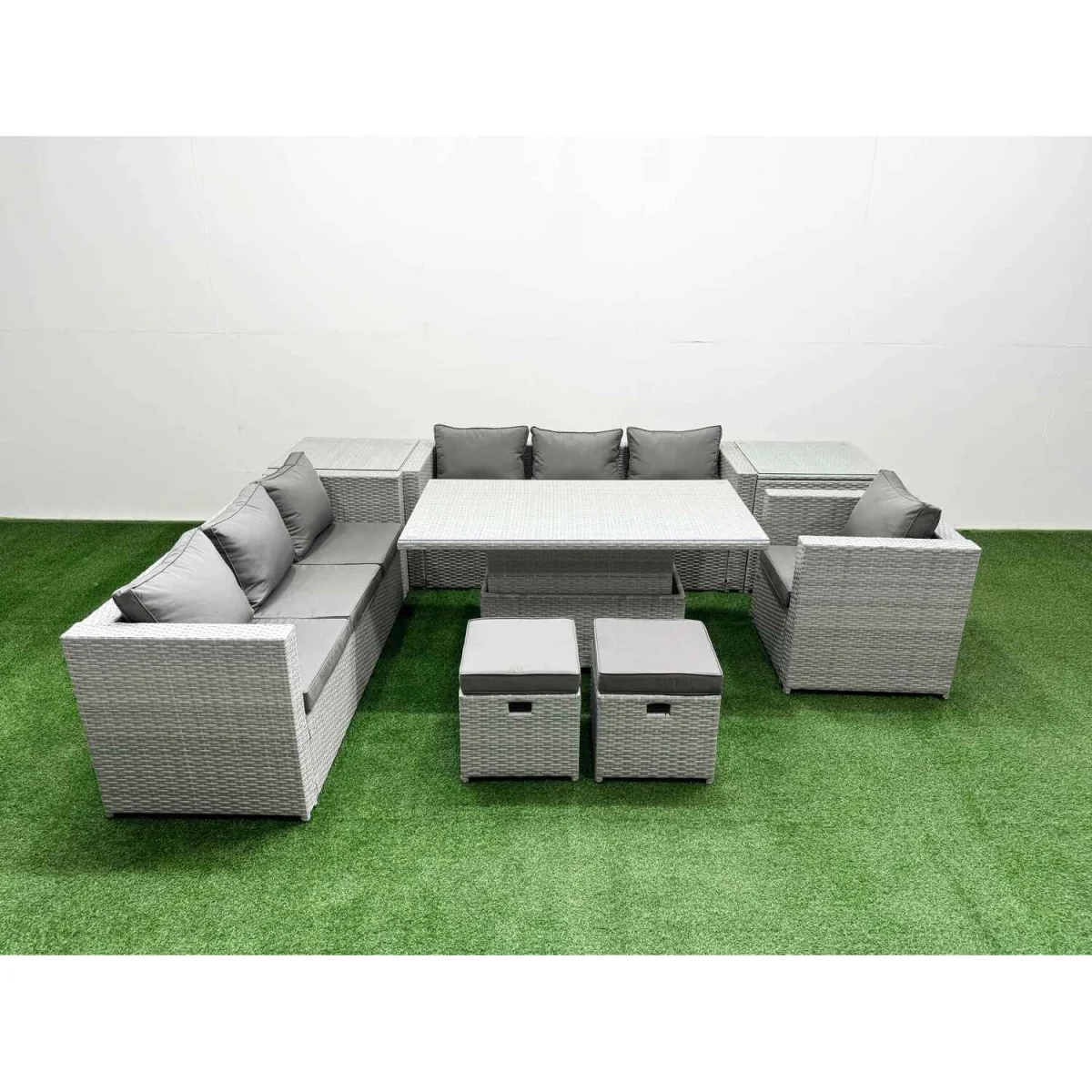 Fimous 8-Piece Rising Rattan Dining Set Light Grey - Light Grey – image 5