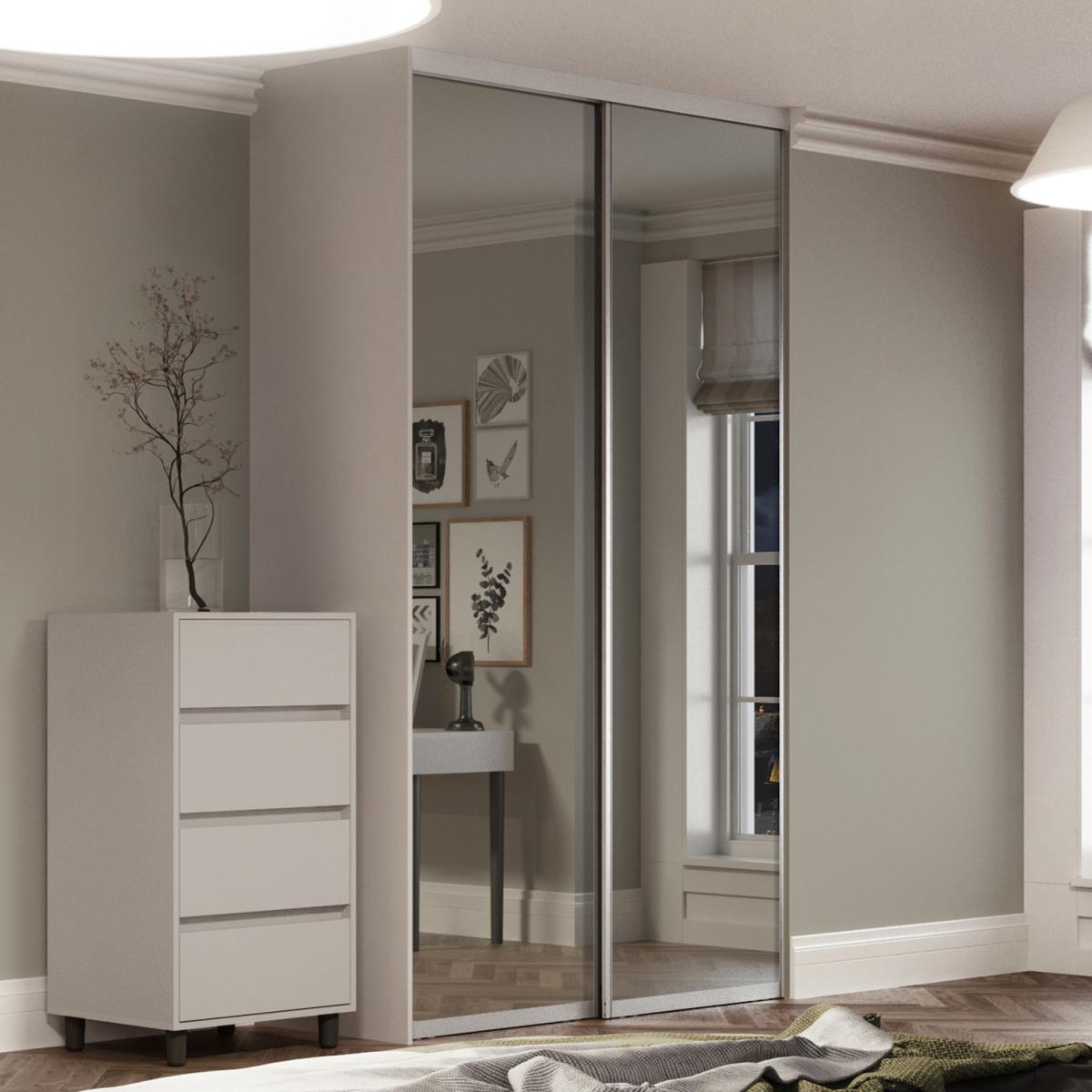 Spacepro Frame & 914mm Mirrored Contour Sliding Door Kit - Silver / 2 – image 2
