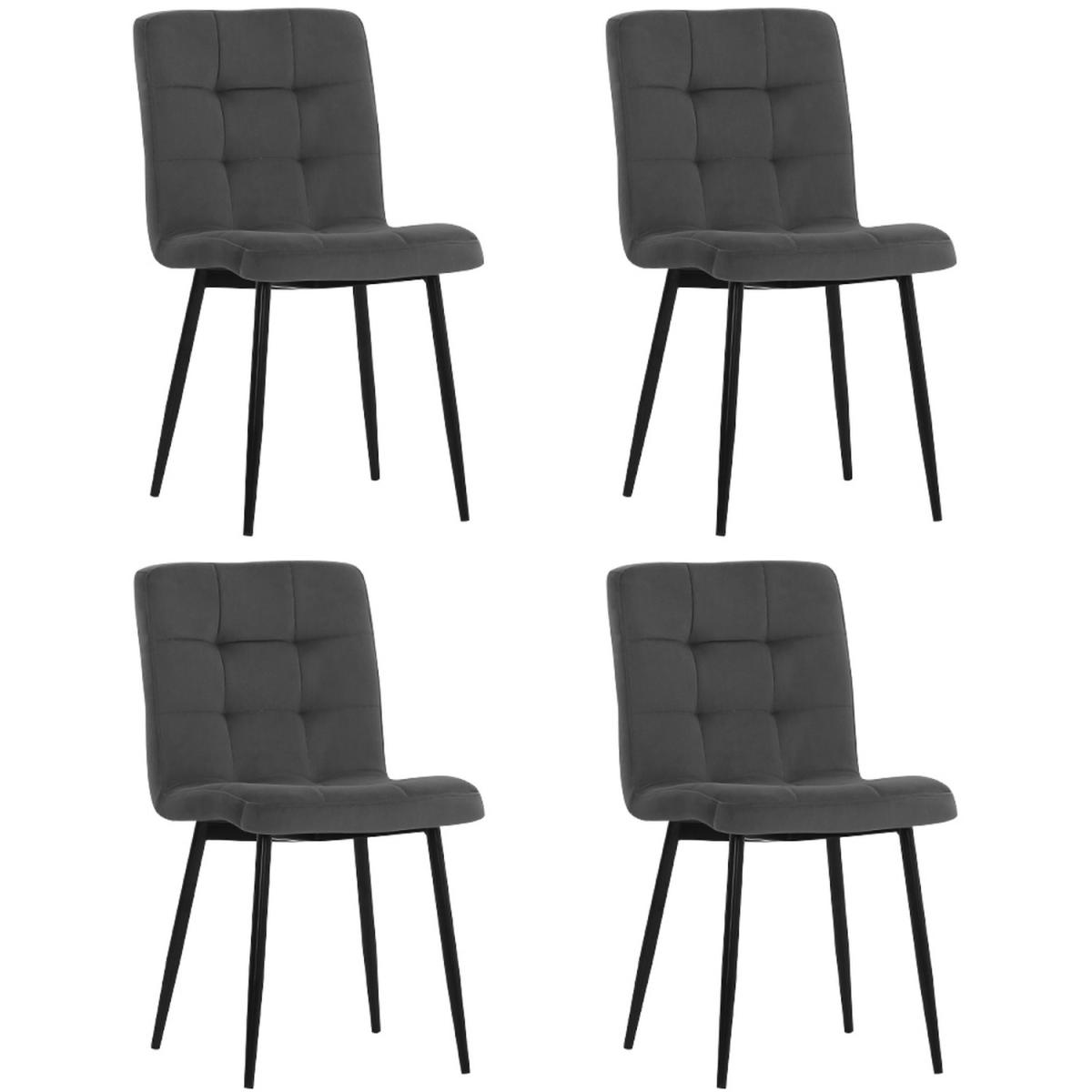 Frosted Velvet Upholstered Dining Chair(Set of 4) - Grey – image 8