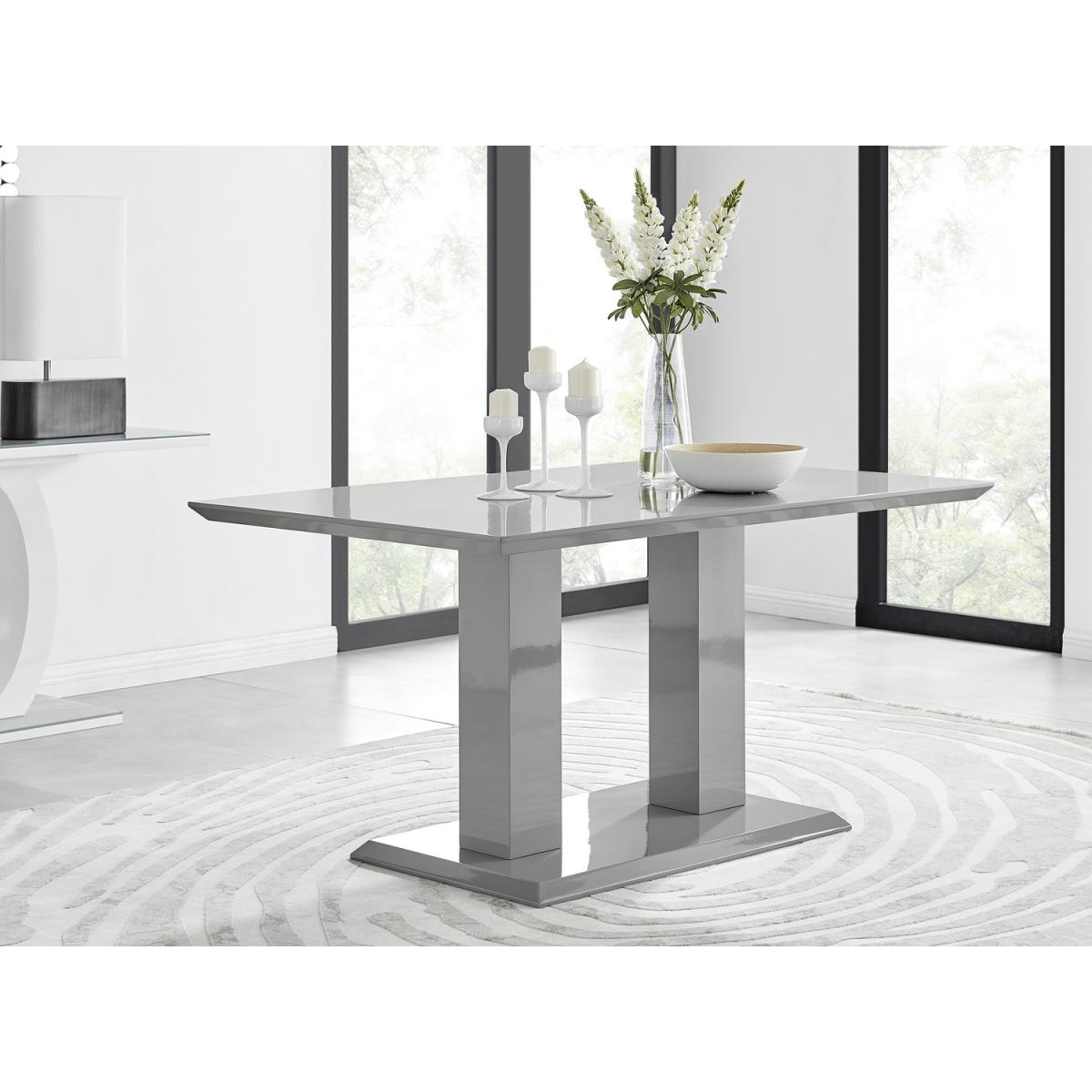 Imperia 6 Grey Dining Table and 6 Pesaro Gold Leg Chairs - Blue – image 2