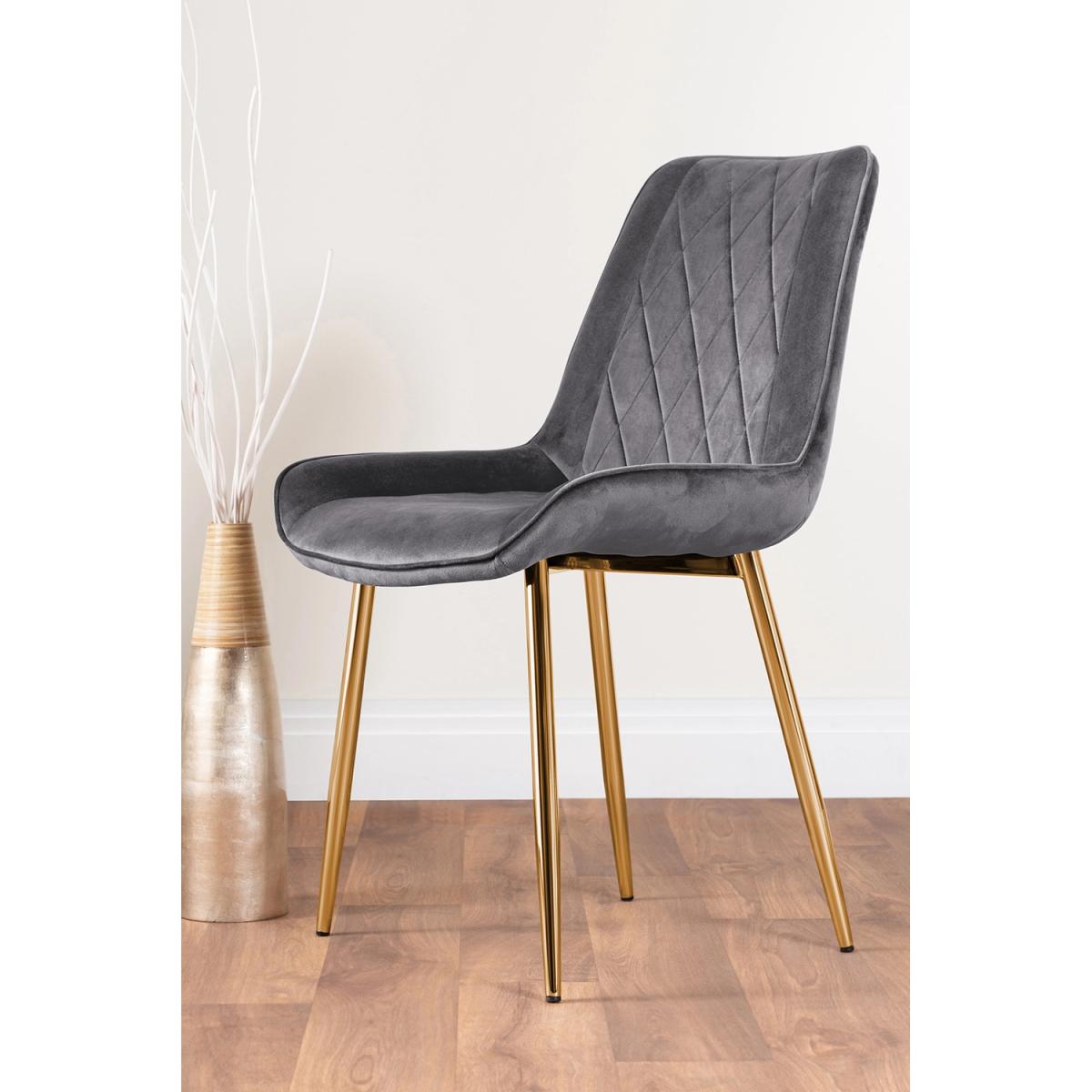 Imperia 6 Grey Dining Table and 6 Pesaro Gold Leg Chairs - Blue – image 17