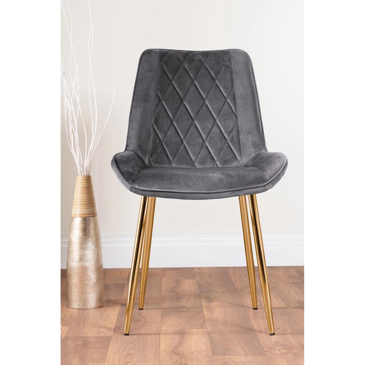 Imperia 6 Grey Dining Table and 6 Pesaro Gold Leg Chairs - Blue – image 18