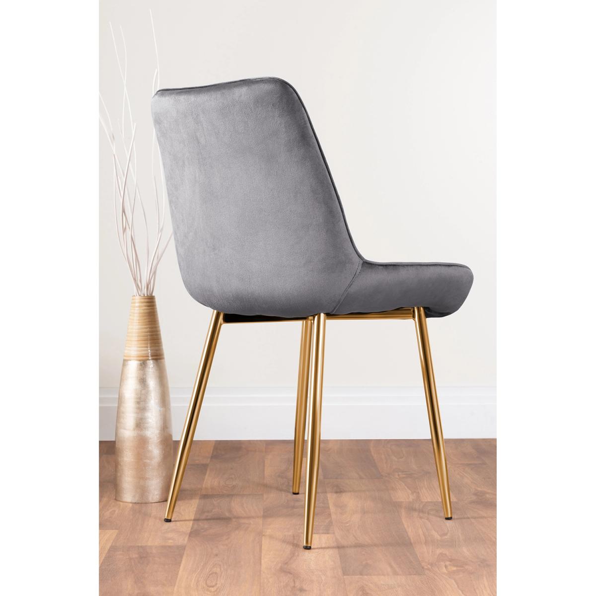 Imperia 6 Grey Dining Table and 6 Pesaro Gold Leg Chairs - Blue – image 20