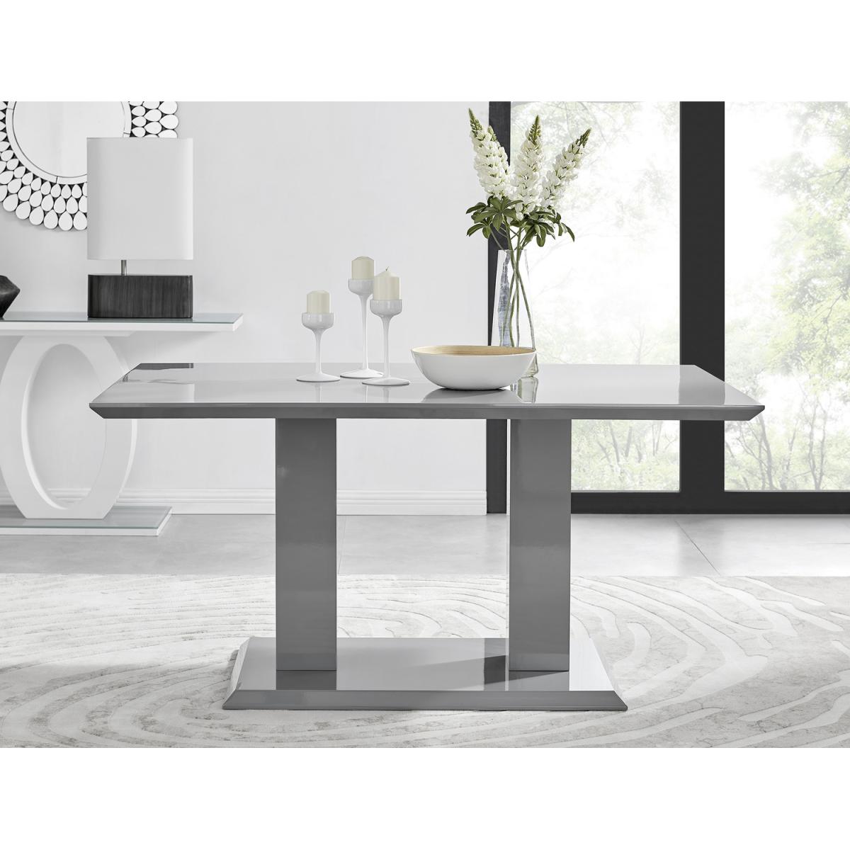 Imperia 6 Grey Dining Table and 6 Pesaro Gold Leg Chairs - Blue – image 3