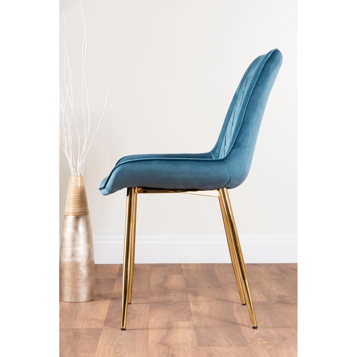 Imperia 6 Grey Dining Table and 6 Pesaro Gold Leg Chairs - Blue – image 8