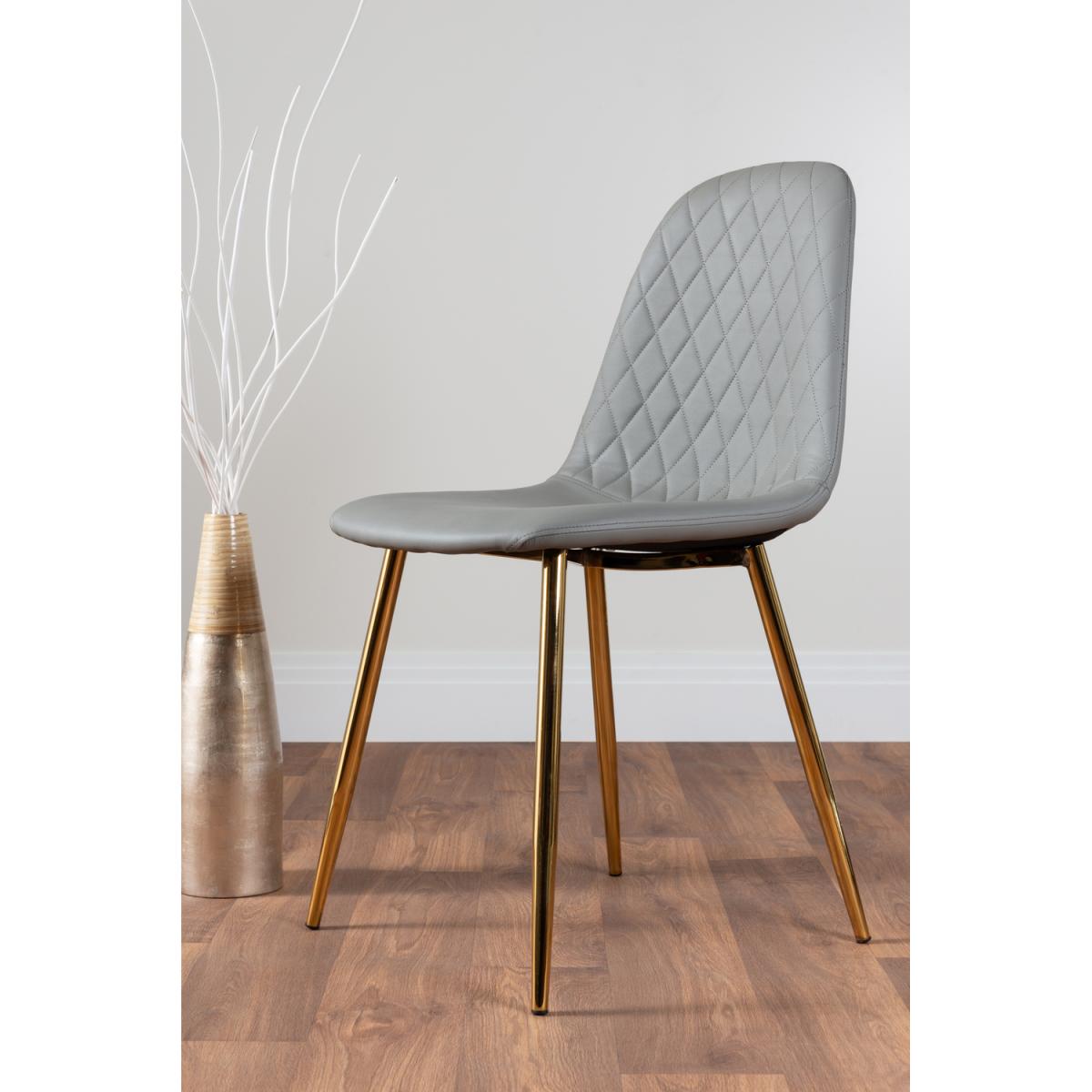 Leonardo Black Leg Glass Dining Table With 6 Corona Gold Leg Chairs - Grey – image 2