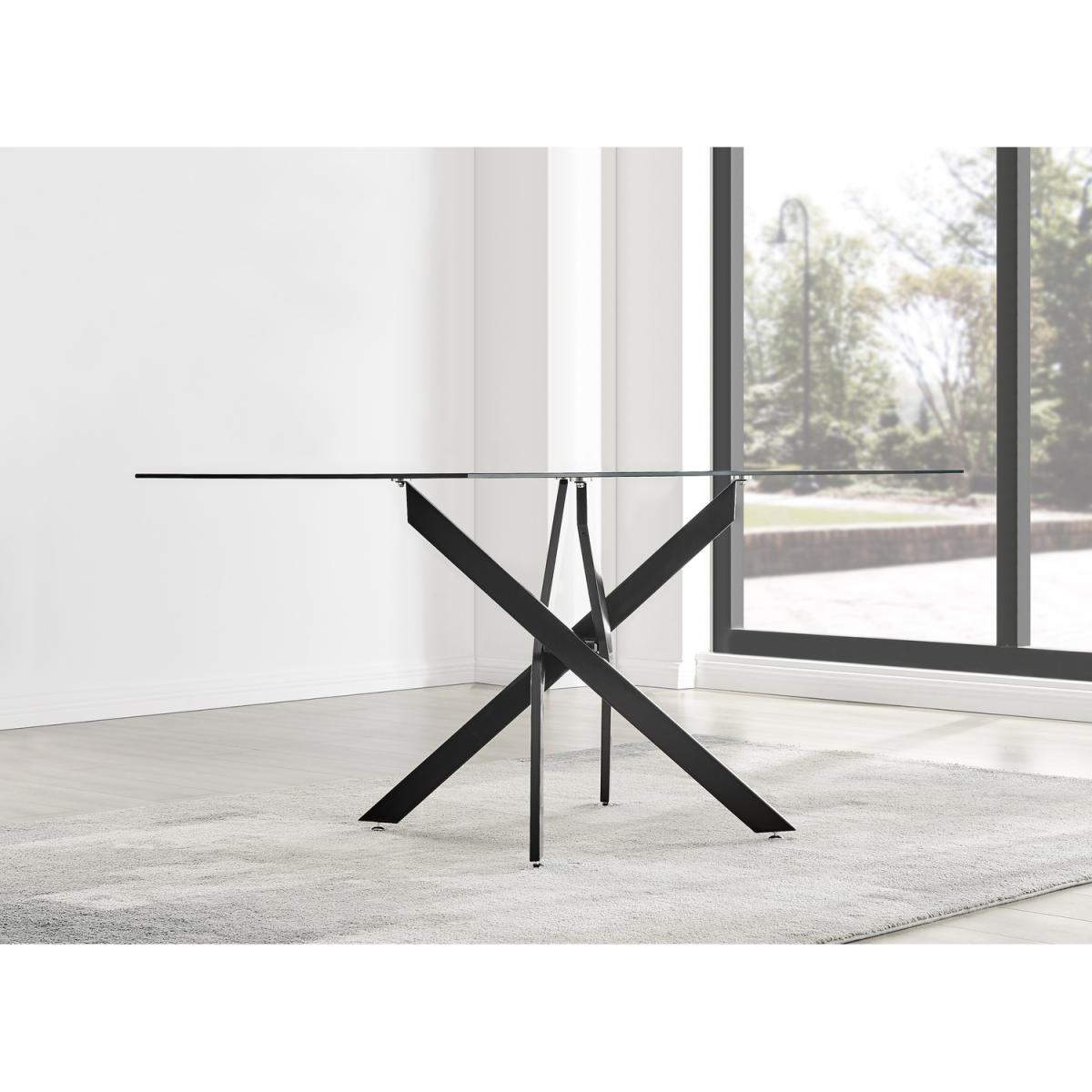 Leonardo Black Leg Glass Dining Table With 6 Corona Gold Leg Chairs - Grey – image 11