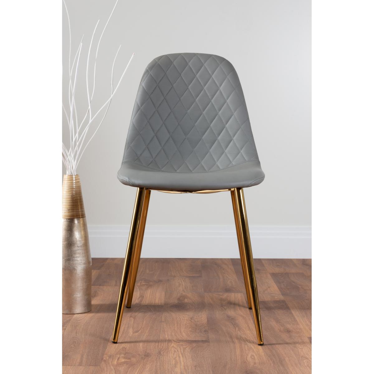 Leonardo Black Leg Glass Dining Table With 6 Corona Gold Leg Chairs - Grey – image 3