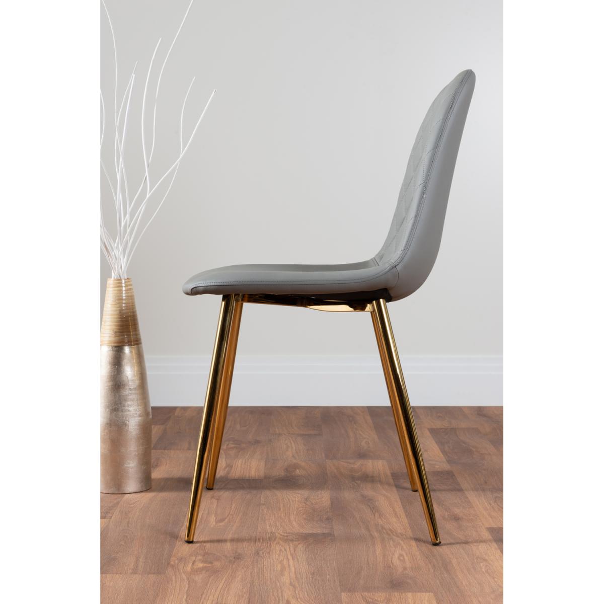 Leonardo Black Leg Glass Dining Table With 6 Corona Gold Leg Chairs - Grey – image 4