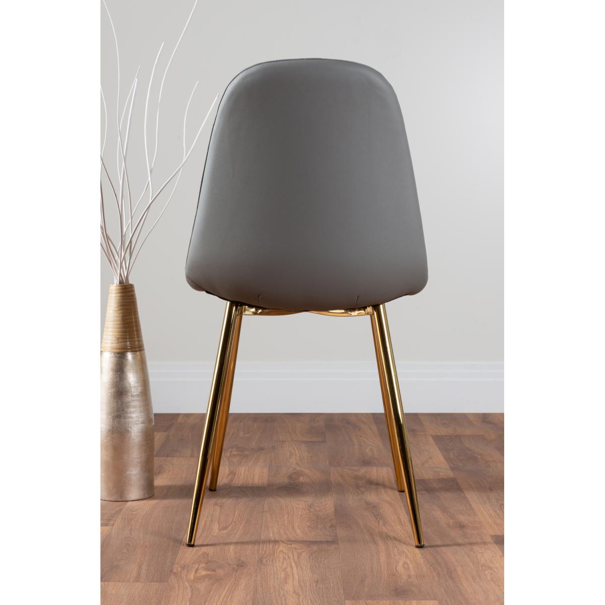 Leonardo Black Leg Glass Dining Table With 6 Corona Gold Leg Chairs - Grey – image 5