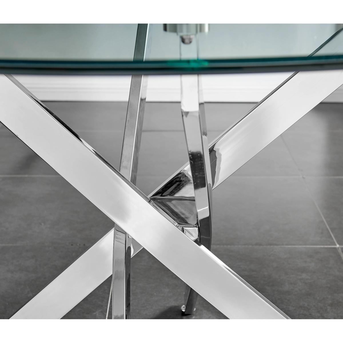 Novara 100cm Round Dining Table and 4 Pesaro Silver Leg Chairs - Navy – image 2