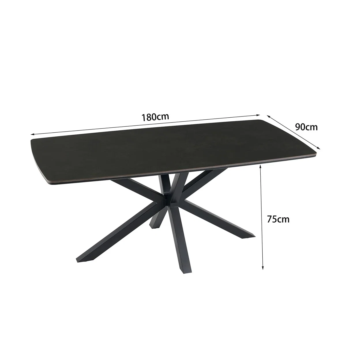 Juno Concrete Ceramic Dining Table With 6 Anika Velvet Black Chairs - Black – image 11