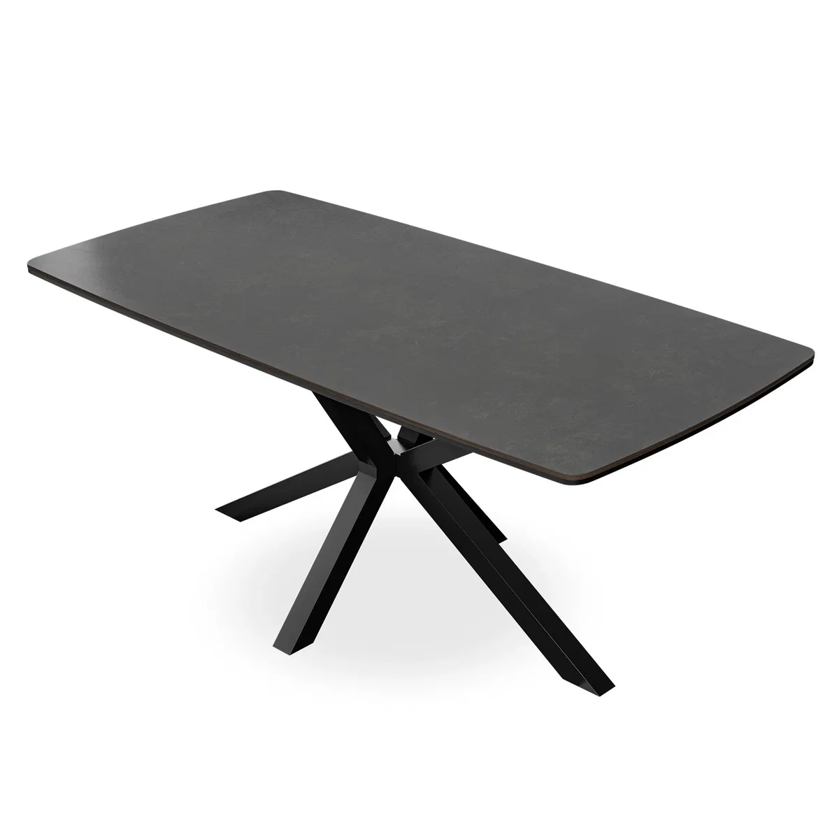 Juno Concrete Ceramic Dining Table With 6 Anika Velvet Black Chairs - Black – image 3