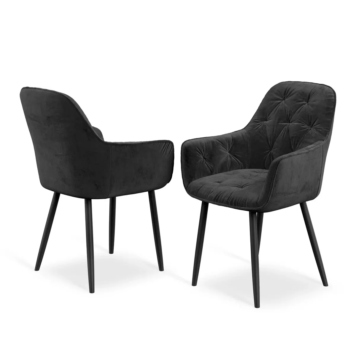 Juno Concrete Ceramic Dining Table With 6 Anika Velvet Black Chairs - Black – image 8