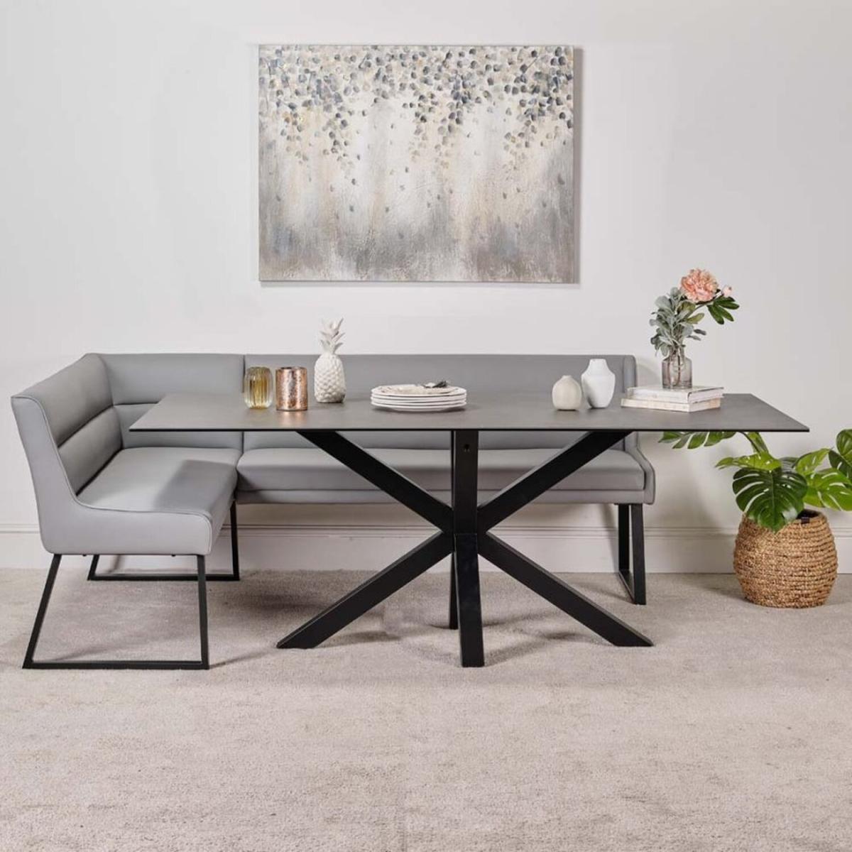 Eastcote Black Dining Table 200cm and Paulo Bench - Grey