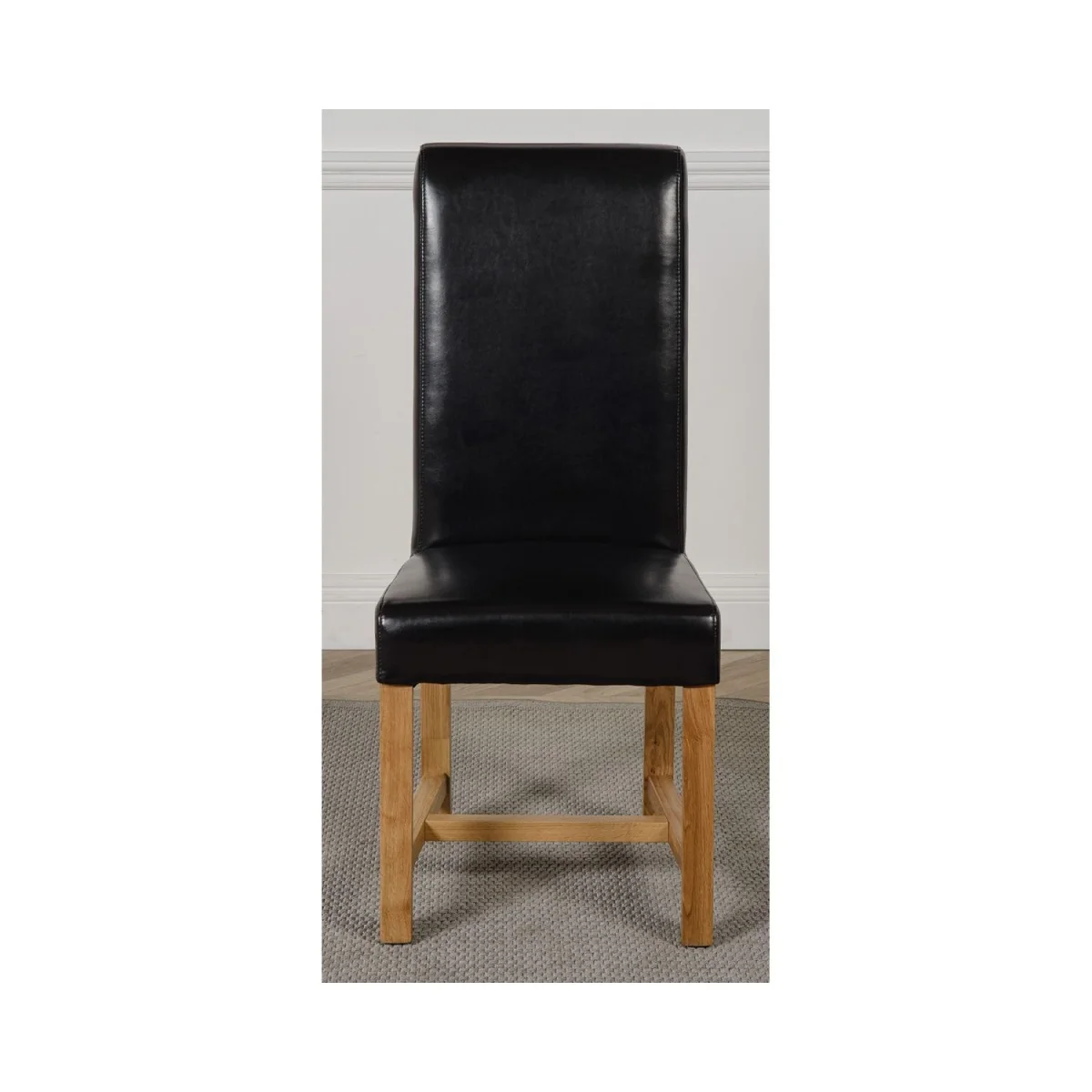 Kuba 125x80cm Chunky Oak Small Dining Table and 4 Washington Leather Chairs - Red – image 21