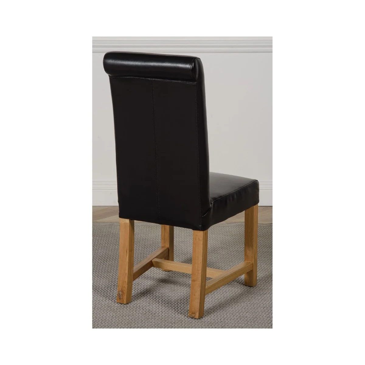 Kuba 125x80cm Chunky Oak Small Dining Table and 4 Washington Leather Chairs - Red – image 24