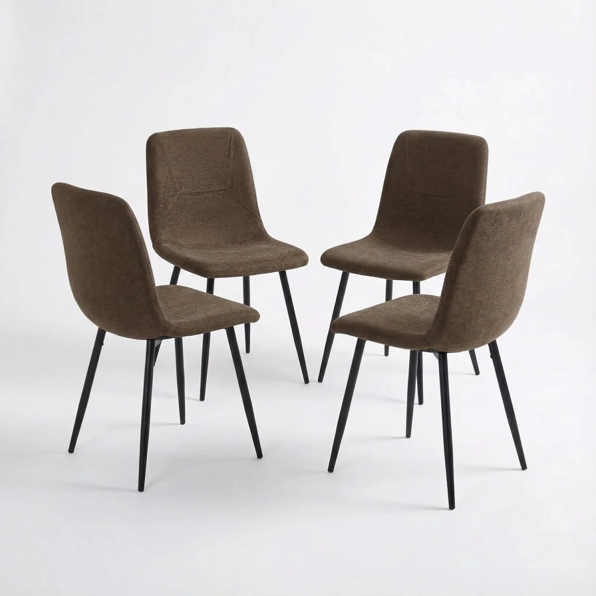 FWStyle 5 Cream Sintered Stone Piece Dining Set Table Dark Brown Chairs - Cream – image 5