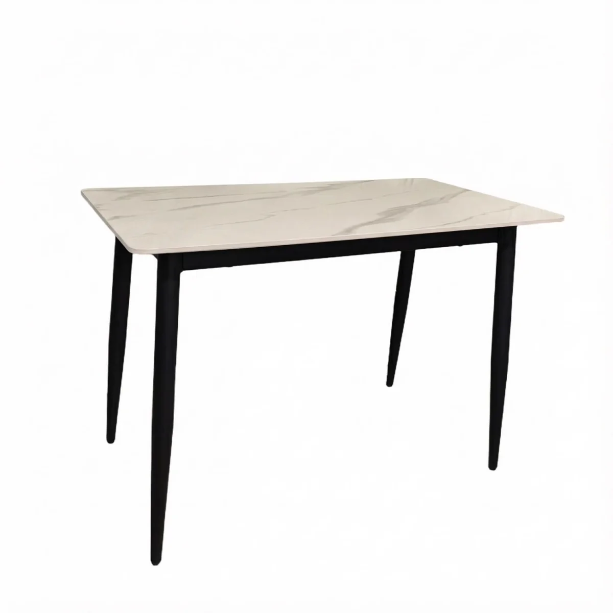 FWStyle 5 Cream Sintered Stone Piece Dining Set Table Dark Brown Chairs - Cream – image 6