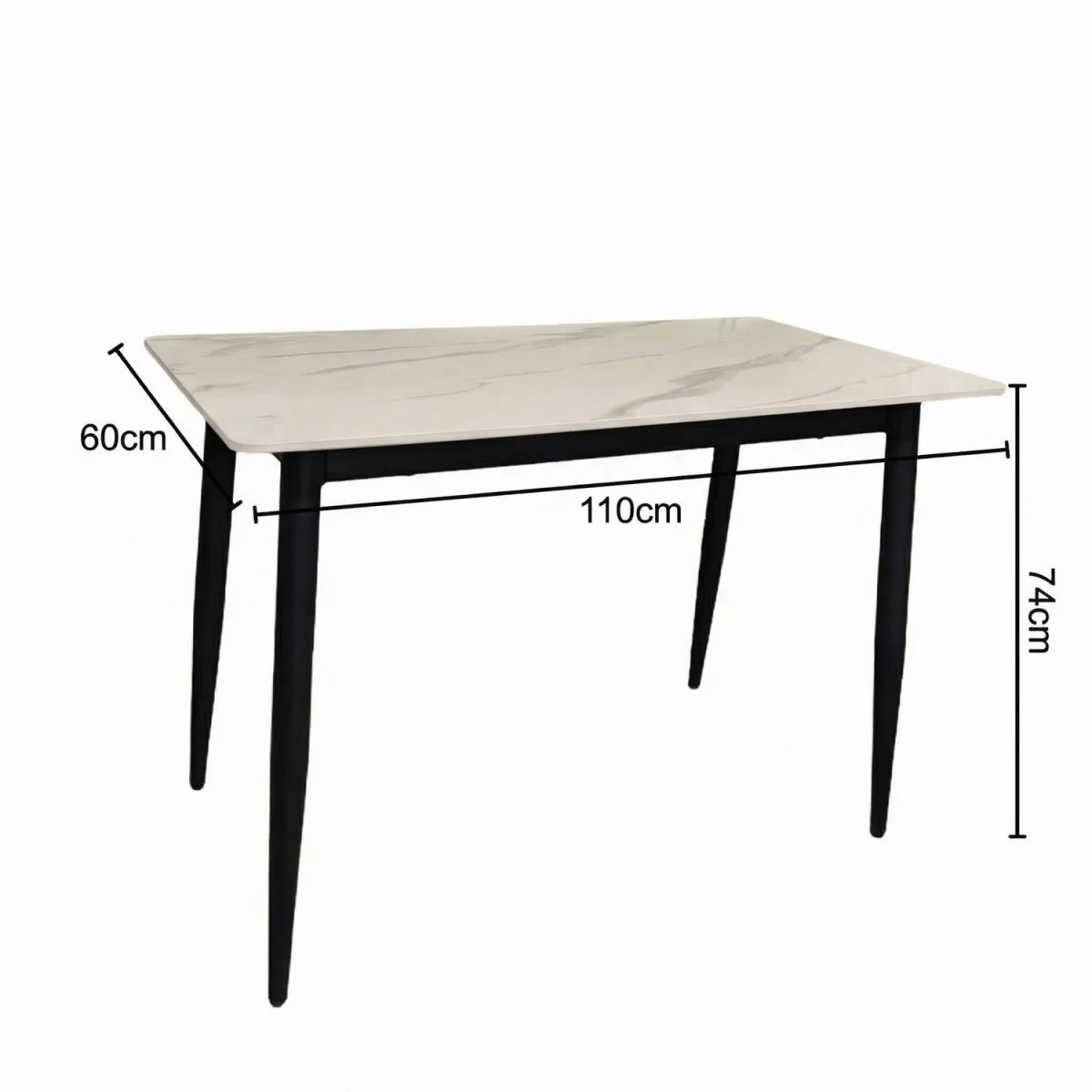 FWStyle 5 Cream Sintered Stone Piece Dining Set Table Dark Brown Chairs - Cream – image 7