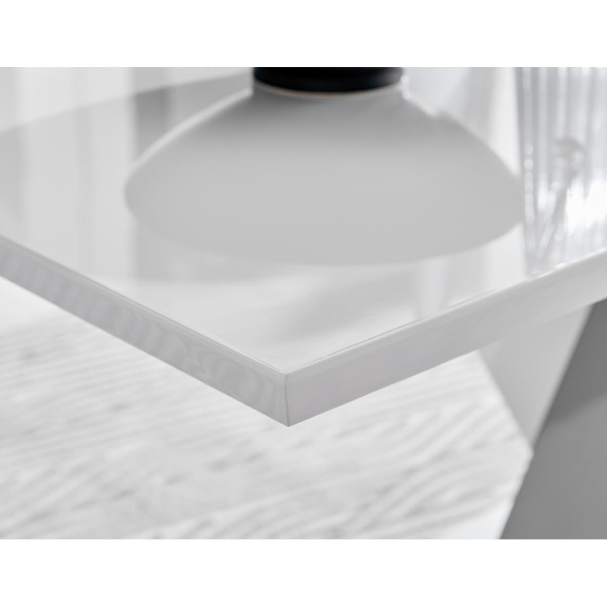 Monza 6 Seat White High Gloss Dining Table with Grey Accent - White – image 5