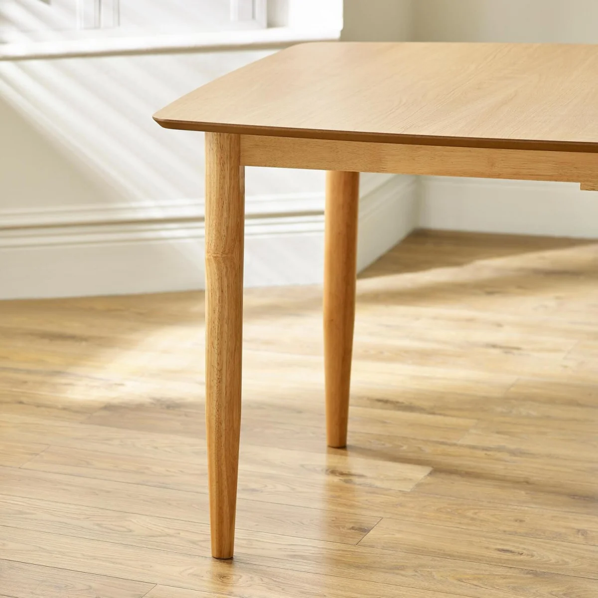 Leif Oak Veneer Wood Extending Dining Table with 8 Delta Chairs - Tan – image 2