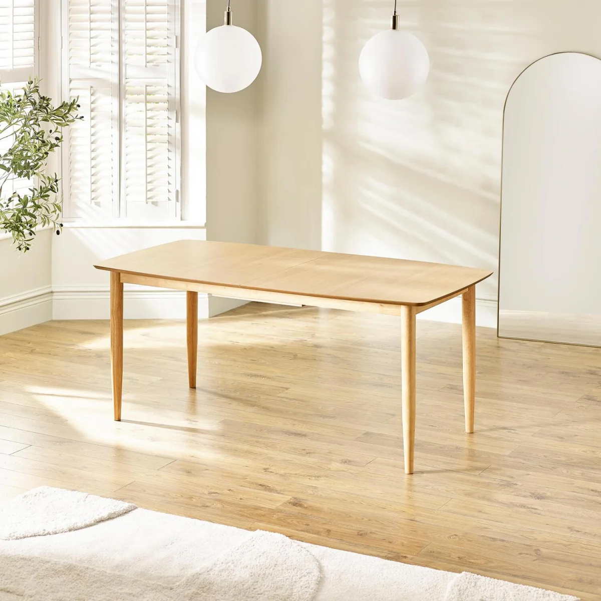 Leif Oak Veneer Wood Extending Dining Table with 8 Delta Chairs - Tan – image 11
