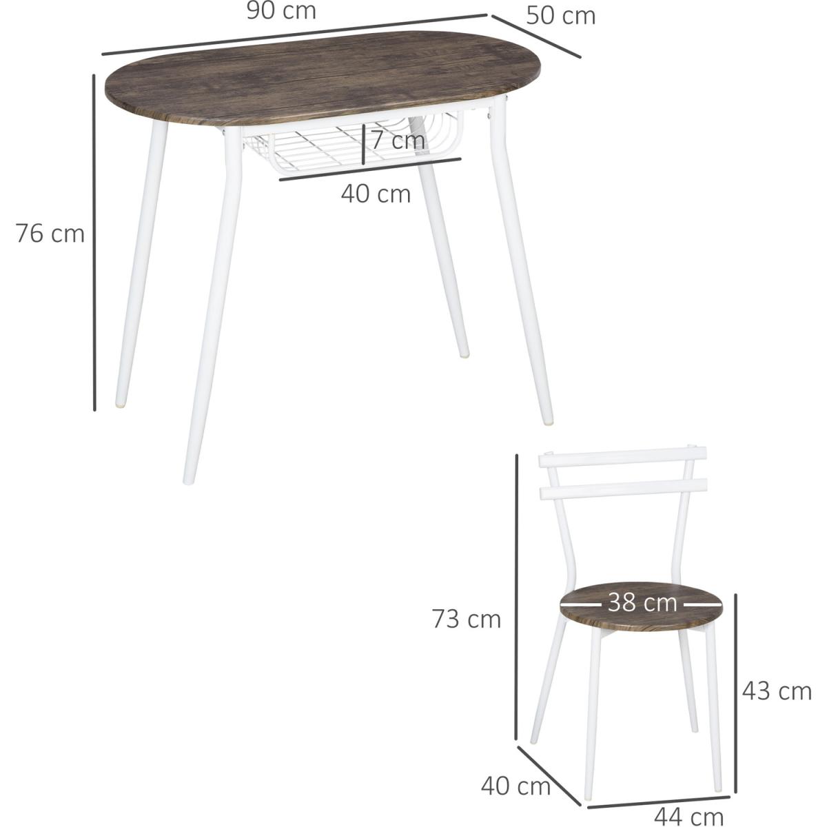 3-Piece Dining Table and Chairs Set, Oval Kitchen Table with 2 Chairs - Natural – image 3