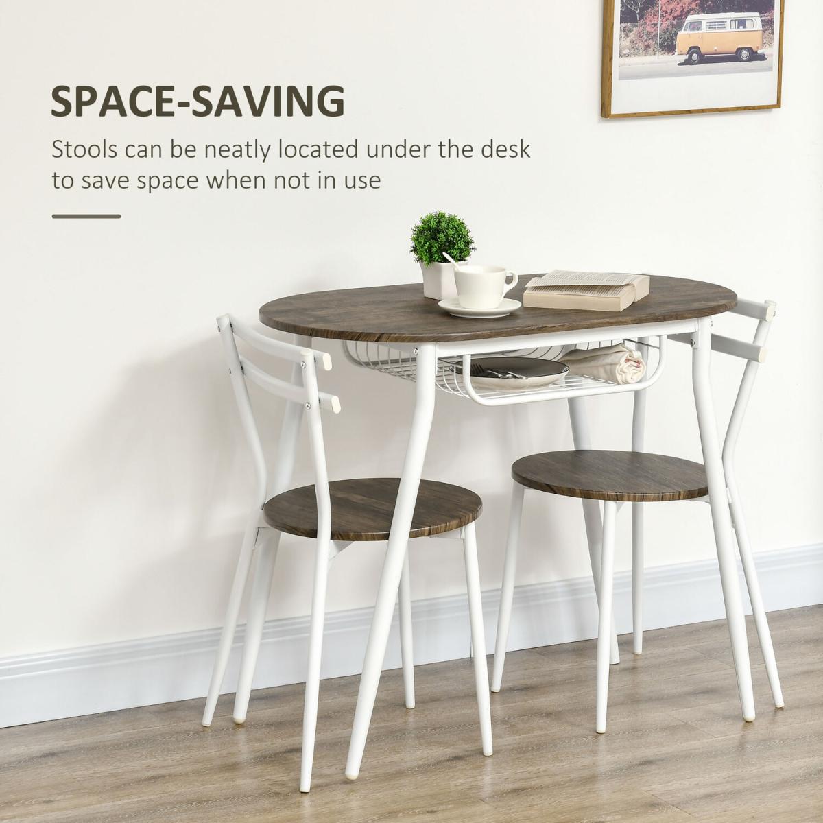 3-Piece Dining Table and Chairs Set, Oval Kitchen Table with 2 Chairs - Natural – image 5
