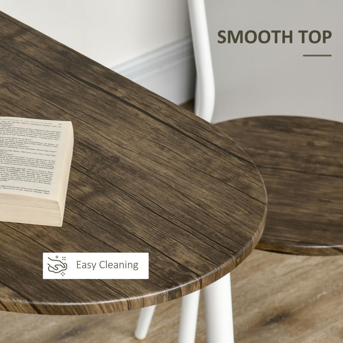3-Piece Dining Table and Chairs Set, Oval Kitchen Table with 2 Chairs - Natural – image 7