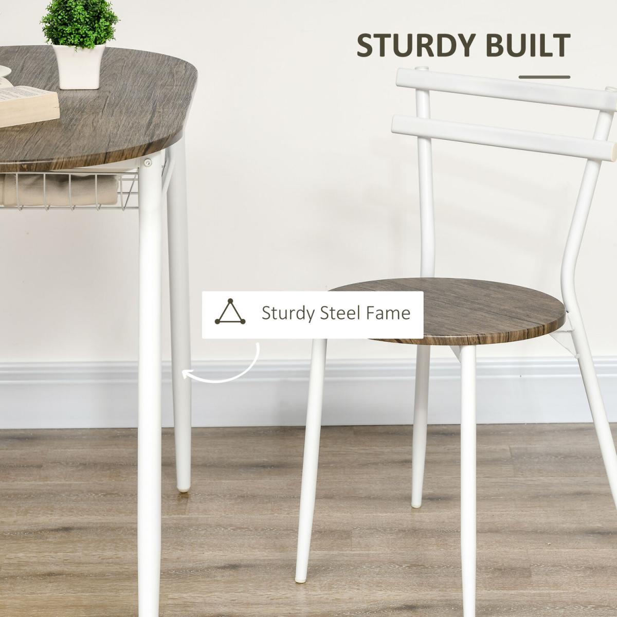 3-Piece Dining Table and Chairs Set, Oval Kitchen Table with 2 Chairs - Natural – image 8