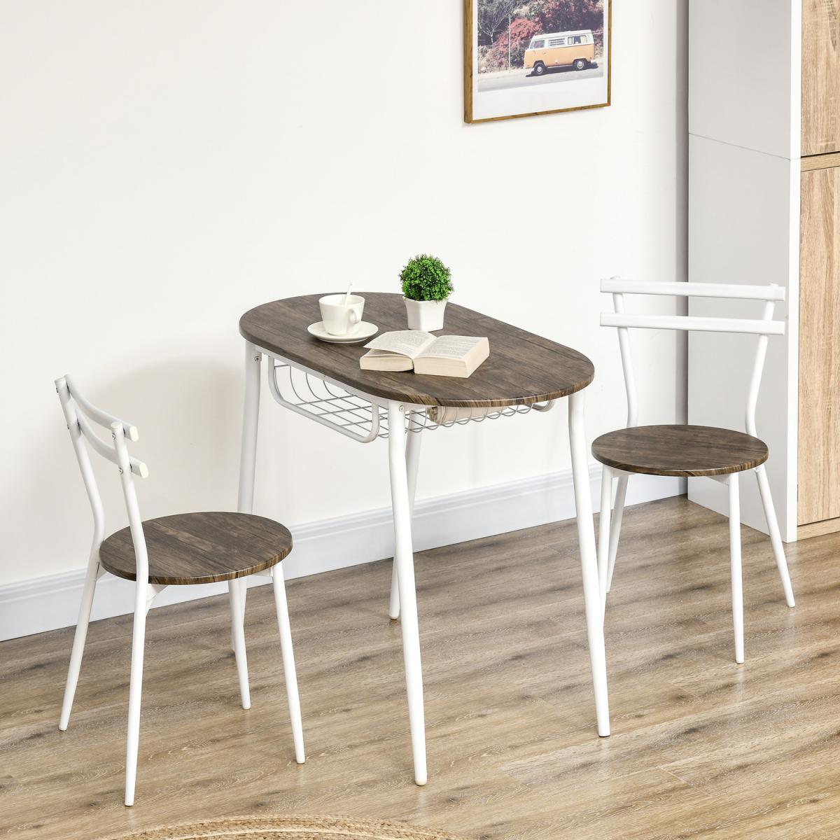 3-Piece Dining Table and Chairs Set, Oval Kitchen Table with 2 Chairs - Natural – image 1