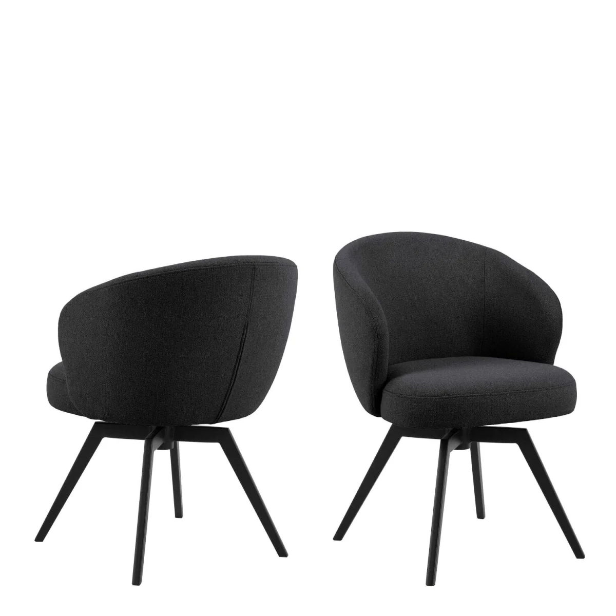 Auckland Round Dining Set Effect Table with 4 Swivel Chairs - Black – image 4