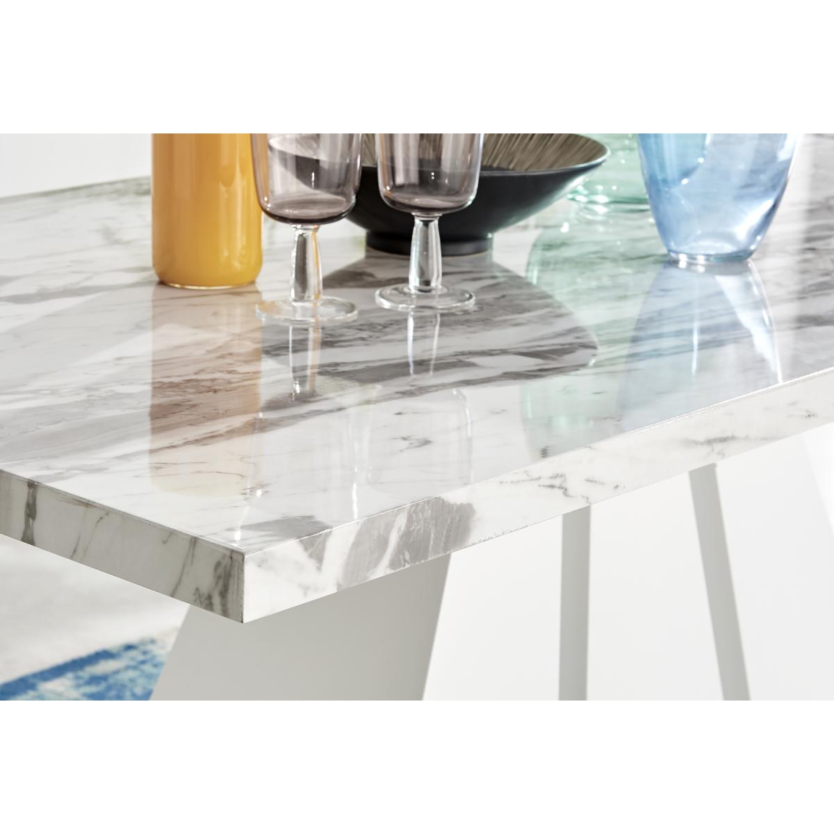 Athens White Marble Dining Table and 6 Belgravia Black Leg Chairs - Blue – image 2