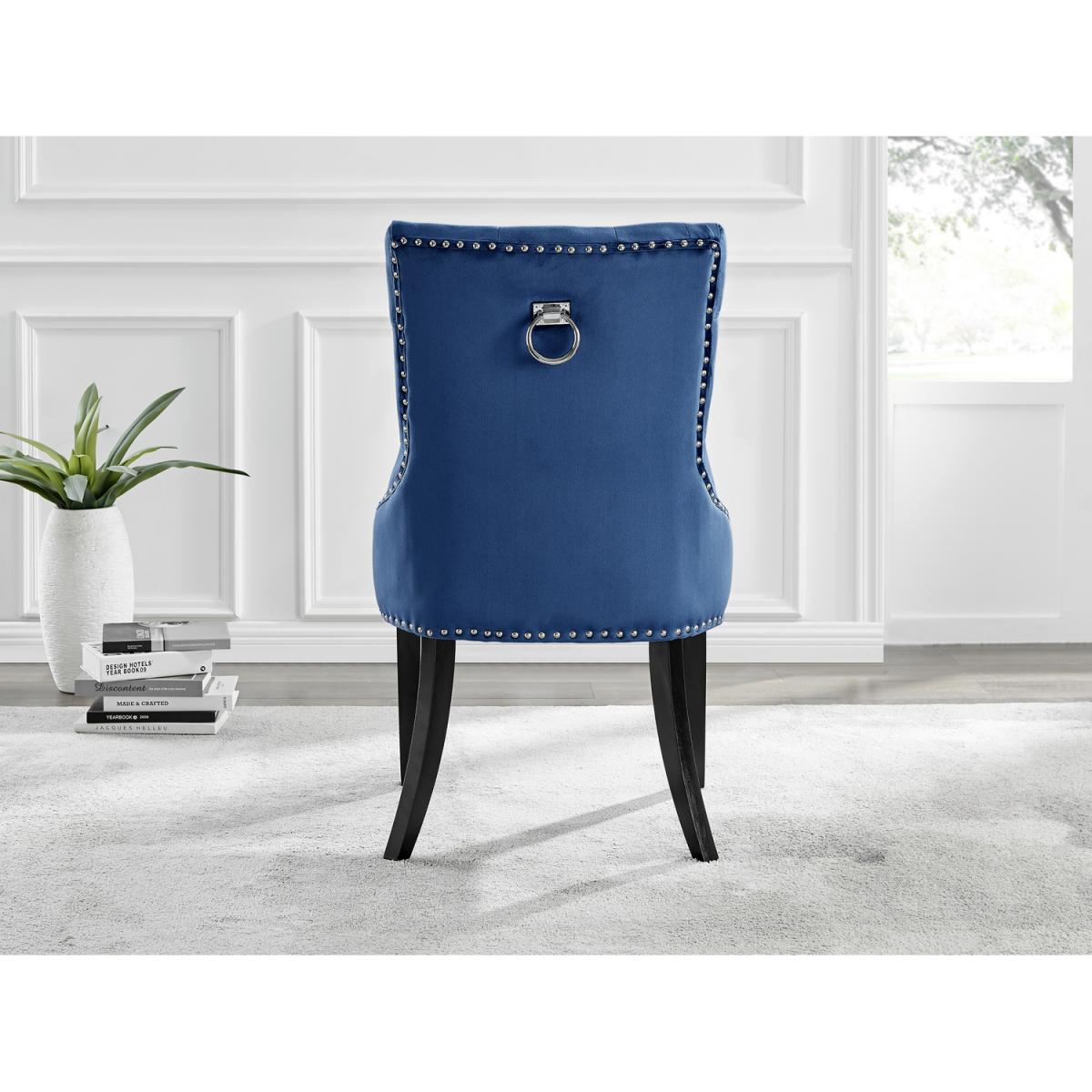Athens White Marble Dining Table and 6 Belgravia Black Leg Chairs - Blue – image 12